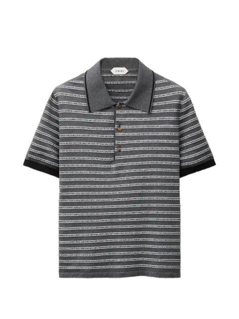 Versace jacquard cotton-blend knit polo Grey 10253181A18329