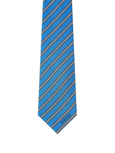 Versace Greca-pattern diagonal-stripe tie Red 10246271A18818