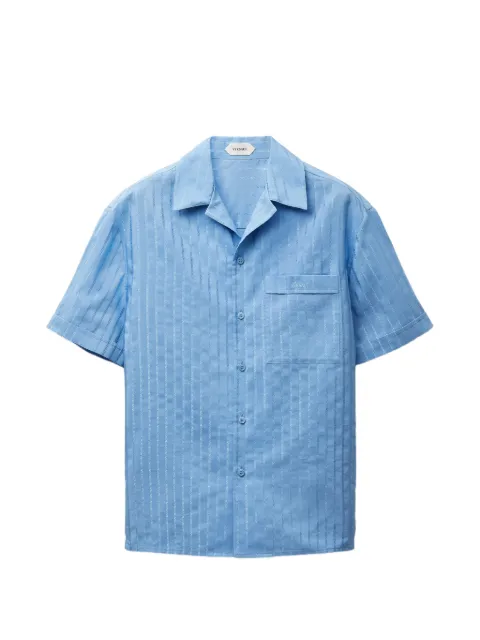 Versace jacquard cotton-silk regular shirt Blue 10253961A18548