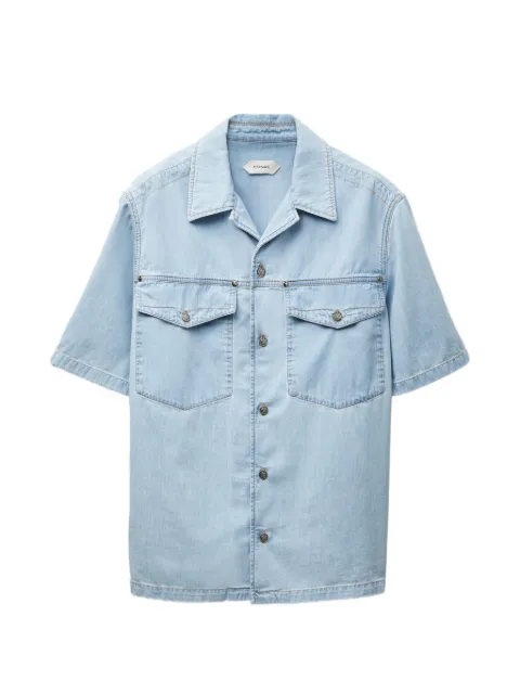 Versace embroidered-logo denim cotton shirt Blue 10258231A18624