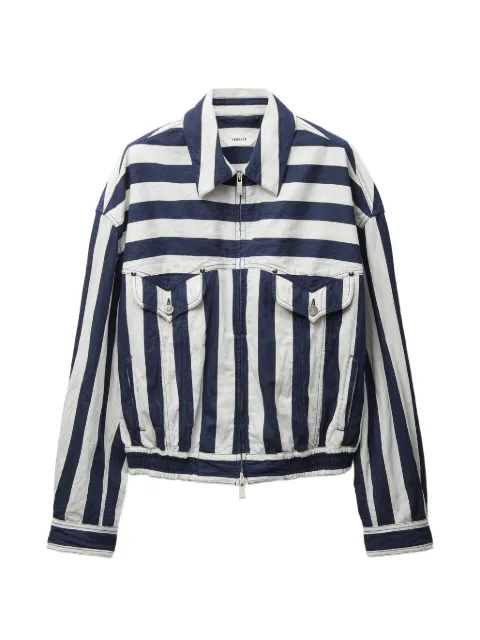 Versace striped cotton denim blouson Blue 10251101A18218
