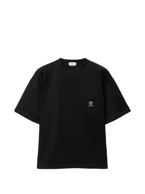 Versace embroidered cotton-jersey T-Shirt Black 10245741A17915