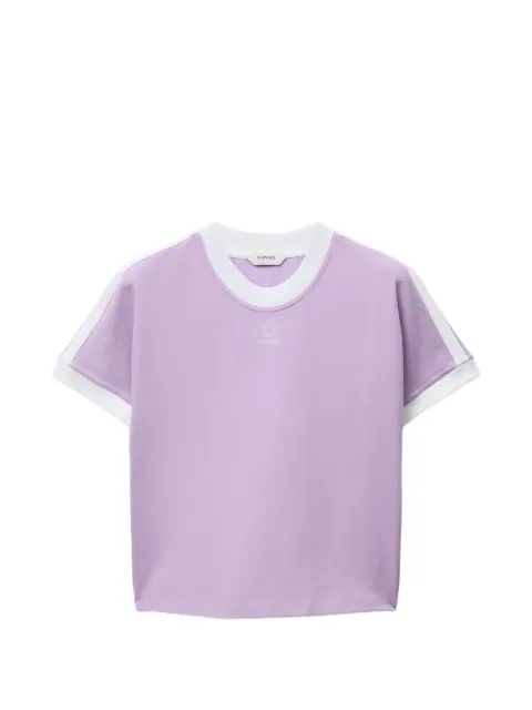 Versace embroidered-logo stretch cotton-jersey T-shirt Purple 10258991A18639