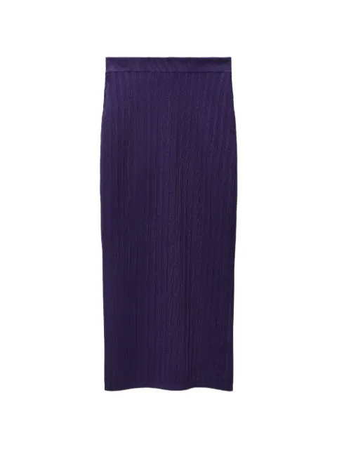 Versace ribbed-knit Medusa-plaque midi skirt Purple 10256971A18323