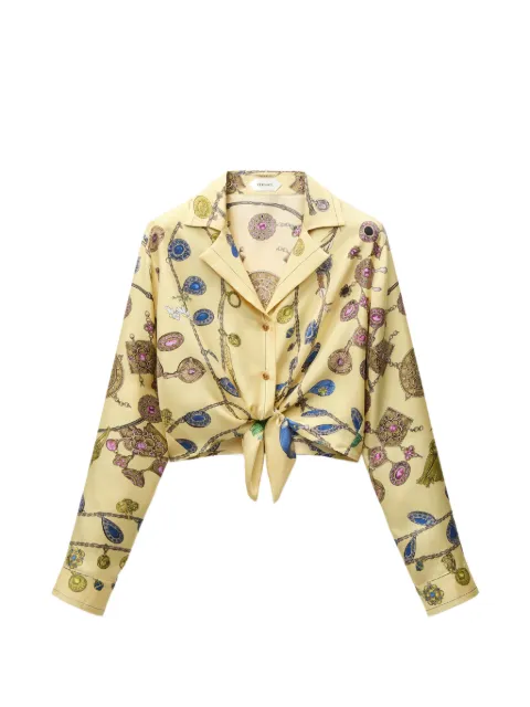 Versace printed crop silk twill shirt Yellow 10203071A18856