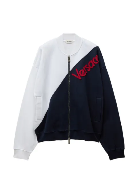 Versace embroidered-logo cotton zip sweatshirt White 10260141A18695