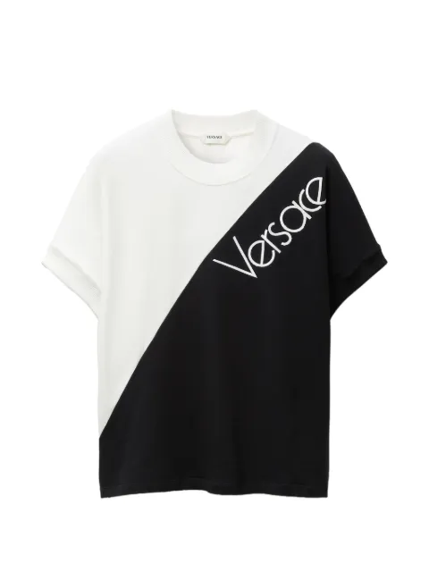 Versace embroidered-logo stretch cotton-jersey slim T-shirt Black 10260521A18713