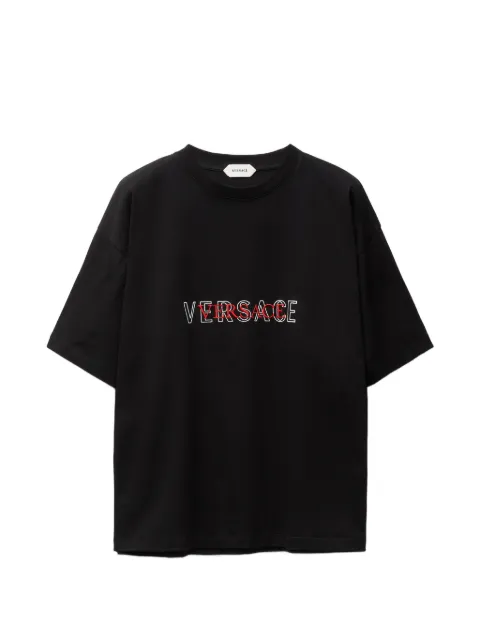 Versace embroidered-logo cotton-jersey regular T-shirt Black 10259461A18391