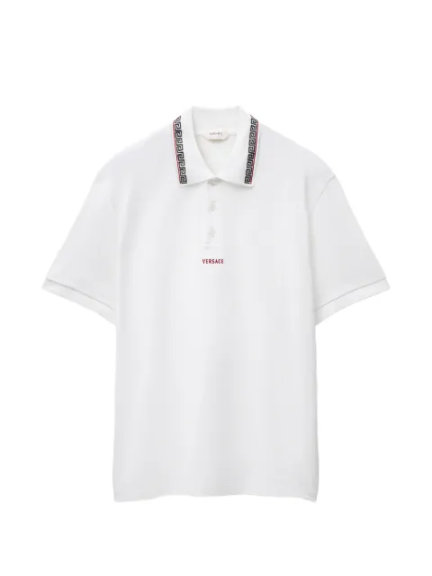 Versace embroidered-logo cotton piqué polo shirt White 10260071A18688