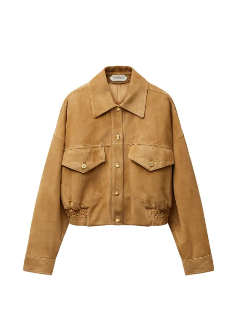 Versace suede-effect leather jacket Neutrals 10257041A18380