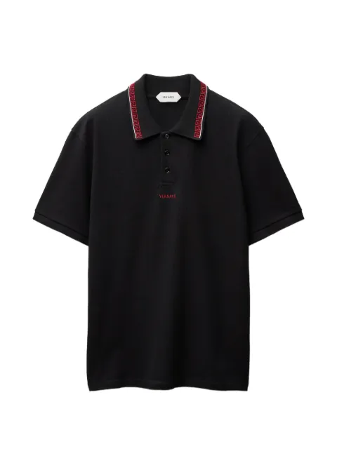 Versace embroidered-logo cotton piqué polo Black 10260071A18688