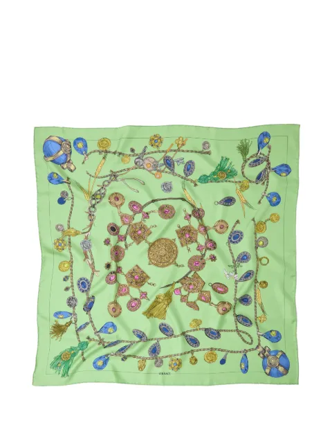 Versace printed silk twill scarf 90 cm Green 10016001A18820