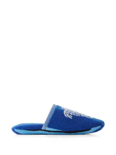 Versace Home striped cotton-terry jacquard slippers Blue 10242161A18366