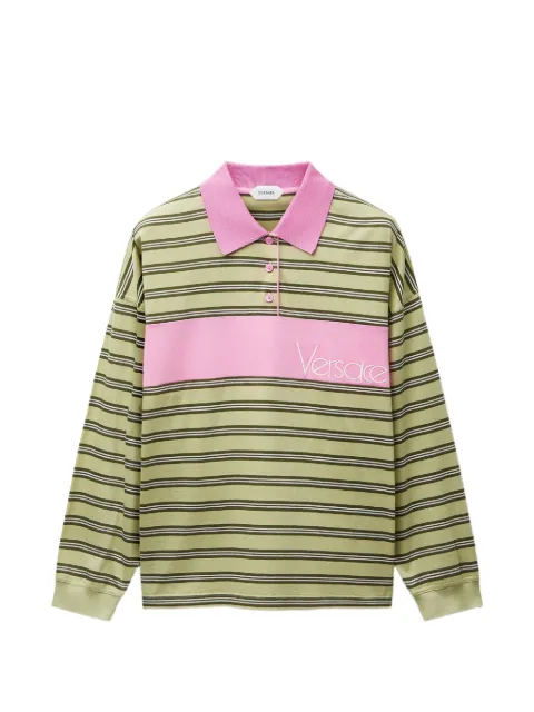 Versace buttoned striped polo shirt Yellow 10259091A18439