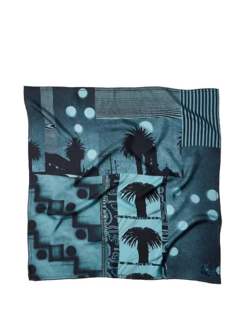 Versace printed silk twill scarf 90 cm Blue 10016001A18810