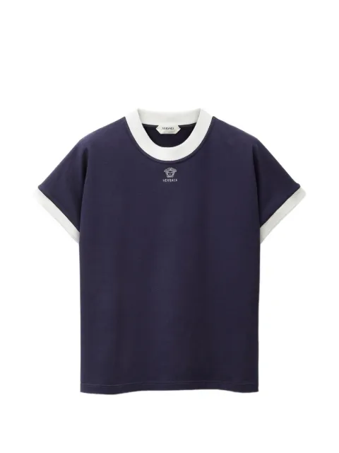 Versace embroidered-logo stretch cotton-jersey slim T-shirt Blue 10248241A18639