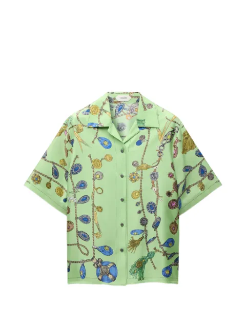 Versace printed silk twill shirt Green 10253001A18856