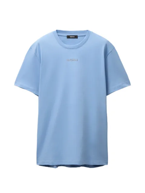 Versace embroidered cotton-jersey slim T-Shirt Blue 10139441A16455