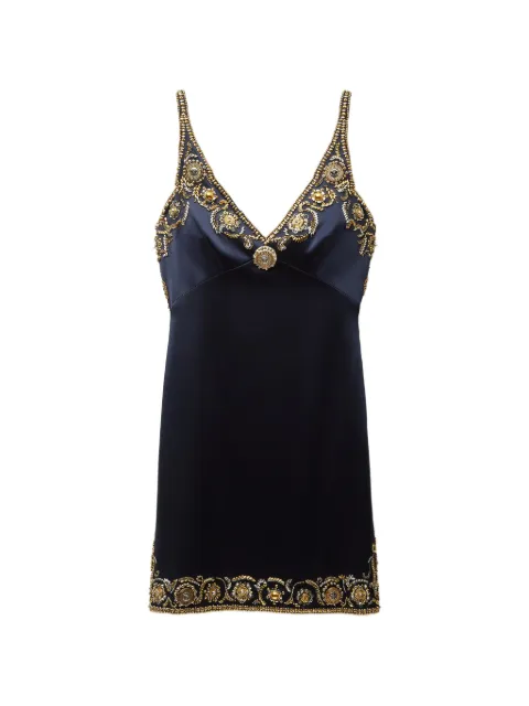 Versace embroidered silk cady satin mini dress Black 10258071A18454