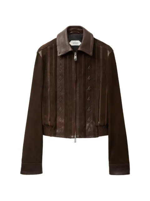 Versace Greca-pattern panelled jacket Brown 10257121A18634