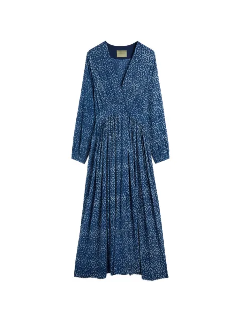 MOMONÌ printed V-neck dress Blue 261MMODR01226109MO