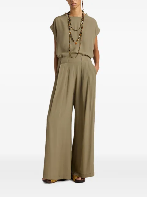 MOMONÌ Aspen pleated wide-leg palazzo trousers Green 261MMOPA01926113MO