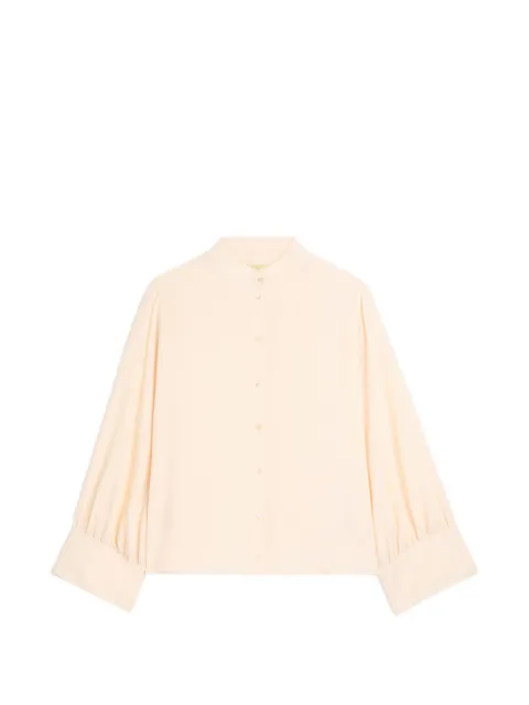 MOMONÌ Franklin stand-collar gathered-sleeve shirt Neutrals 265MMOSH040265MO04