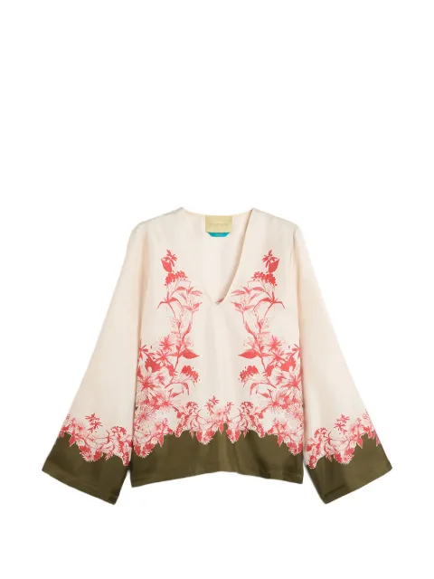 MOMONÌ long sleeve floral print blouse Neutrals 265MMOBL001265MO02