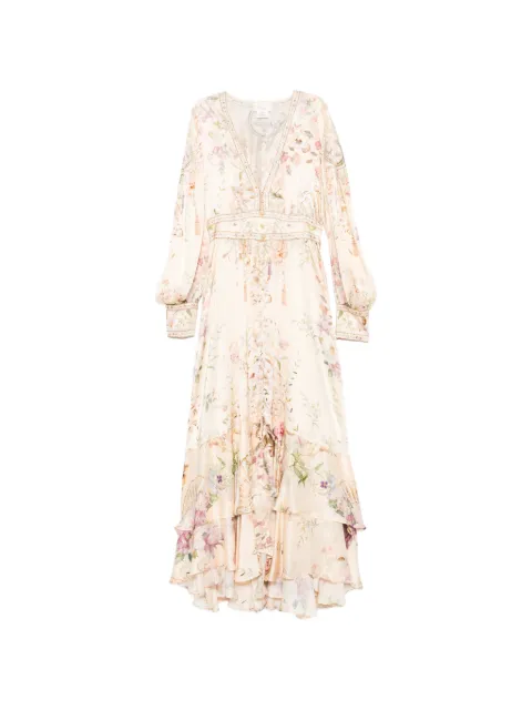 Camilla Adorned In Aranjuez floral-print silk maxi dress Neutrals 00040674