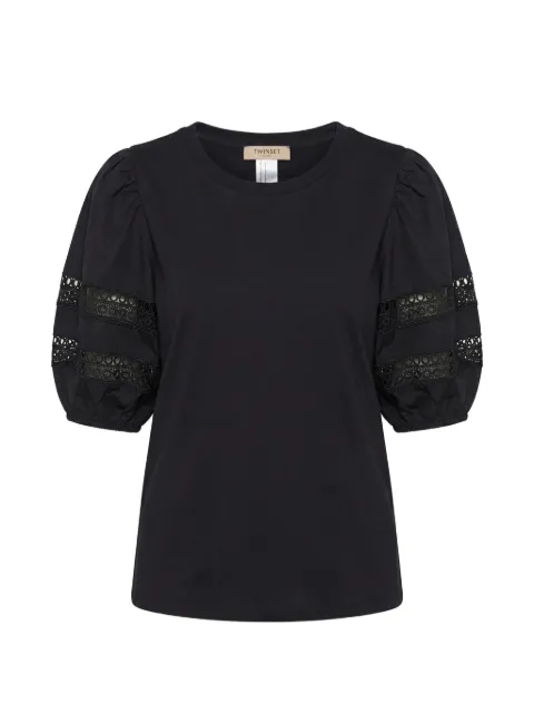 TWINSET lace-detail puff-sleeve T-shirt Black 261TT2260