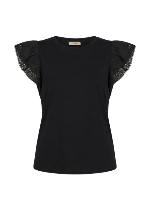 TWINSET regular fit T-shirt with lace Black 261TT2064