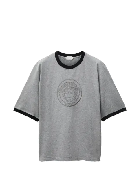 Versace printed-logo cotton jersey T-Shirt Grey 10260041A18731
