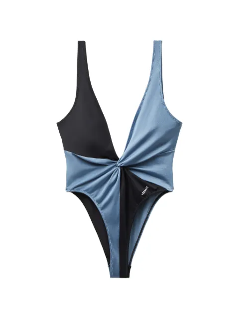 Versace twist-detail swimsuit Blue 10259871A18473