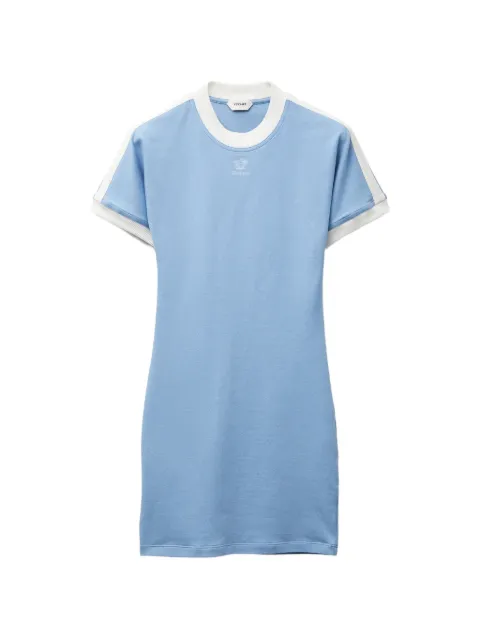 Versace embroidered-logo stretch cotton-jersey mini dress Blue 10259001A18639