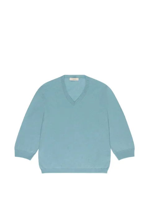 slowear V-neck knitted T-shirt Blue 855069ZA492
