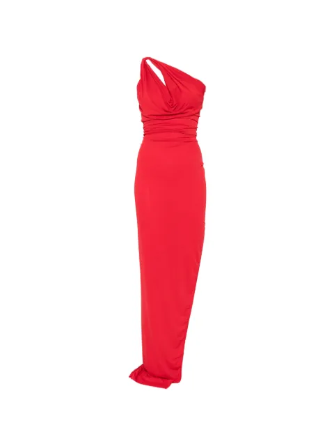 Rick Owens Lilies Aaliyah one-shoulder draped maxi gown Red LI01F7516