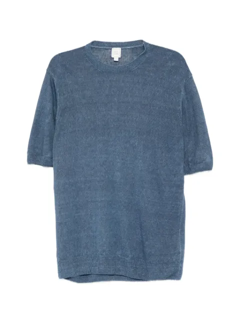 120% Lino linen short-sleeved T-shirt Blue 33ALIM39F2G474