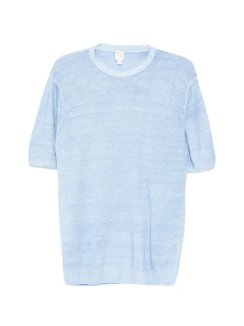 120% Lino linen short-sleeved T-shirt Blue 33ALIM39F2G474