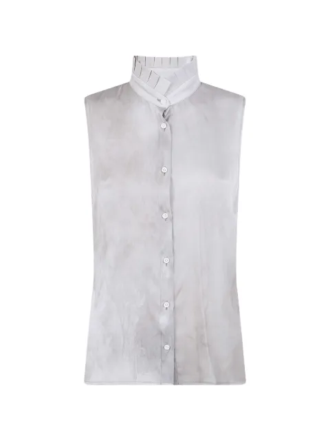 Uma Wang pleated-neck sleeveless blouse Grey UW1049