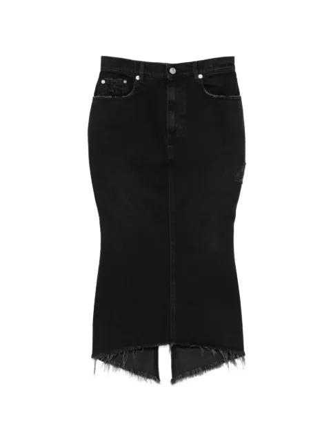 Matières Fécales distressed frayed midi skirt Black MAT02SK109