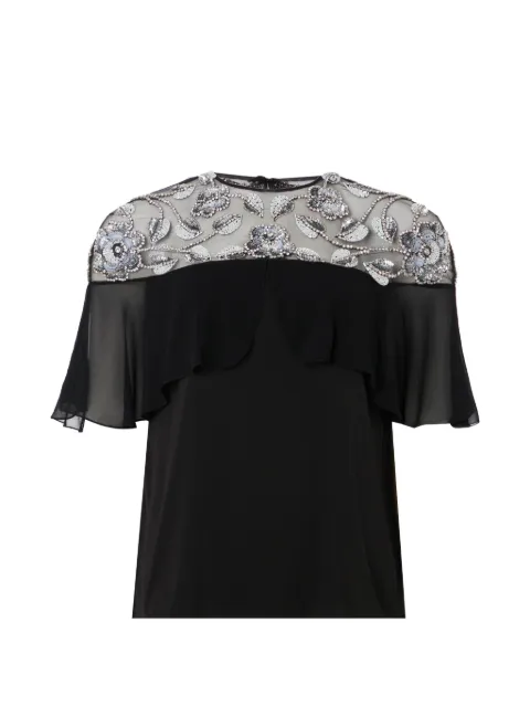 Temperley London Lana floral-embellished blouse Black 26UANA55067