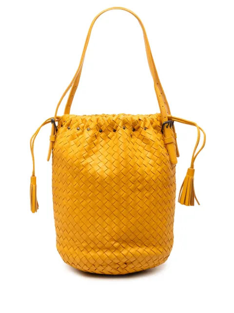 Bottega Veneta Pre-Owned 2012-2025 Nappa Intrecciato Drawstring bucket bag Orange MDZYPC5VZK461LH0