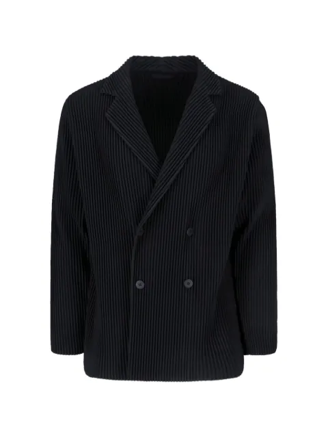 Homme Plissé Issey Miyake pleated double-breasted blazer Black HP66JD150