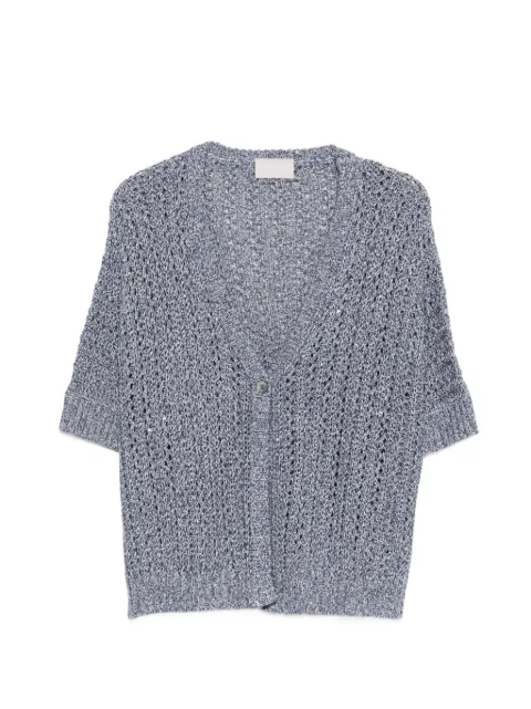 Hemisphere open-knit cardigan Blue 2613SQ90417