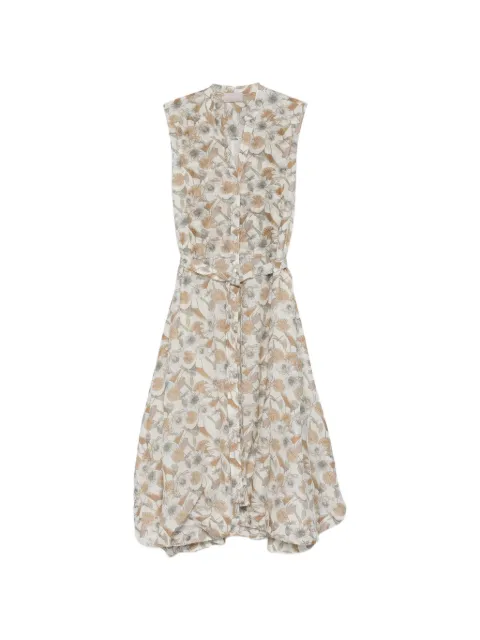 Hemisphere floral-print belted midi dress White 2617LUBISP