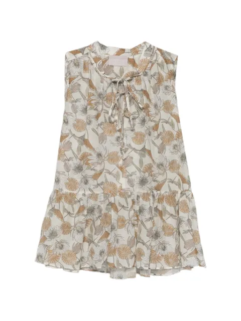 Hemisphere floral-print tie-neck top Neutrals 2617LUZIP