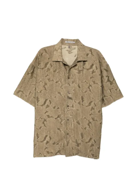 CHIAHUNG SU hand-woven patched shirt Brown SS26MS31LNCO