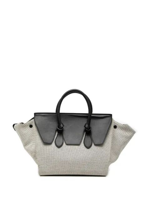 Celine Pre-Owned 2013 Small Bicolor Canvas and Calfskin Tie Knot handbag Grey 2RQI6OGMB8P8GQCS