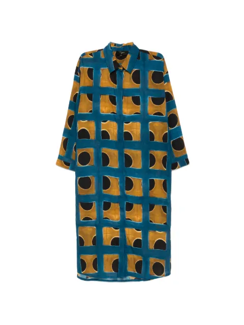 YAVI Tiara geometric-pattern midi dress Blue J47TIARA