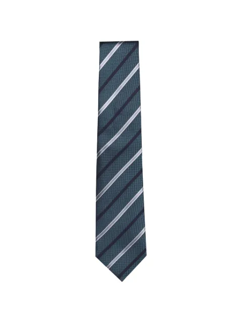 Isaia pointed striped tie Green CV84002